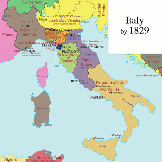 Animated unification of Italy.