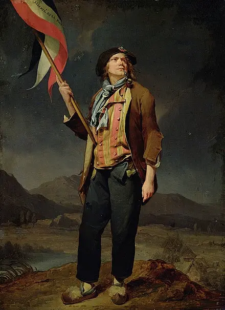A Sans Culottes Man Holding the Movement's Flag